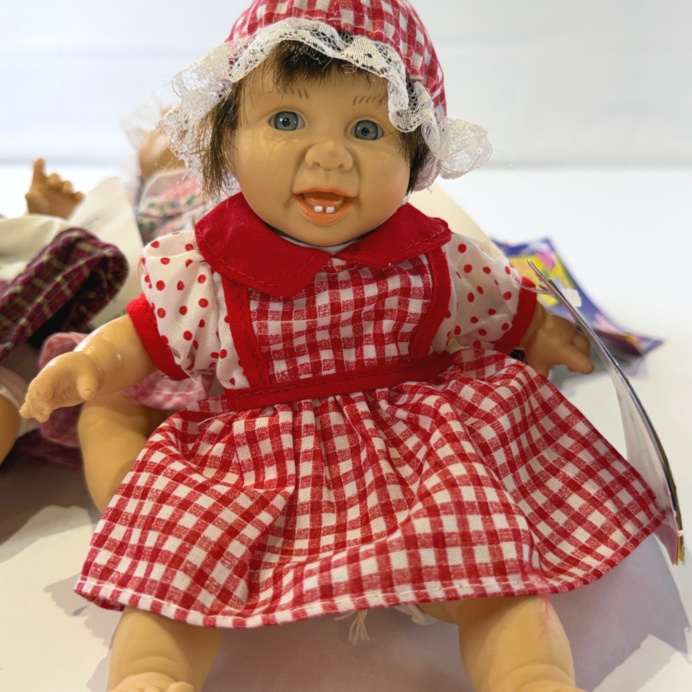 Vintage Gigo My Pals Bean Bag Kids Doll Red Gingham Dress Bonnet NWT 302B9